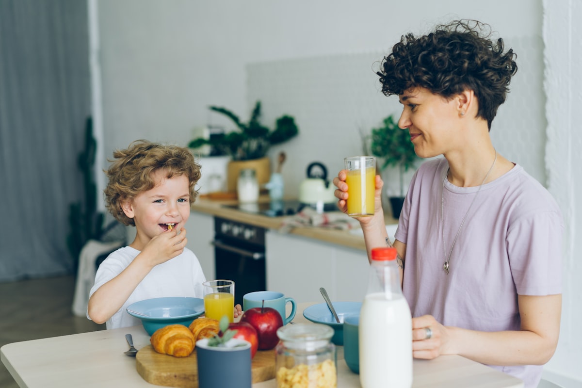 Family learning about nutrition together